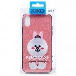 Wholesale iPhone X (Ten) Design Cloth Stitch Hybrid Case (Pink Bunny)